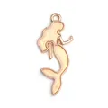Golden mermaid pendant with light orange enamel finish for DIY jewelry making - Nude Enamel Mermaid