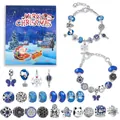 Calendario dell'Avvento blu 24 giorni set di gioielli con bracciali in argento e ciondoli - Scatola Luna e Stelle Stile Blu (M-08)