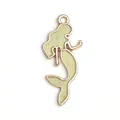 Golden mermaid pendant with mint green enamel inlay for DIY jewelry necklaces - Green Enamel Mermaid
