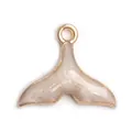 Golden mermaid tail charm pendant with pearlescent white enamel for DIY jewelry - White Enamel Fish Tail