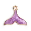 Purple mermaid tail alloy pendant with marbled enamel finish for DIY jewelry crafting - Purple Enamel Fish Tail
