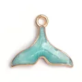 Golden mermaid tail pendant with blue marble enamel finish for DIY jewelry crafting - Sky Blue Enamel Fish Tail