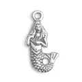Antique silver mermaid alloy pendant with detailed fish scale texture for DIY jewelry - Antique Silver Mermaid Style 1