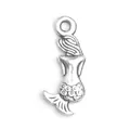 Polished silver mermaid charm pendant with detailed scales and top ring for DIY jewelry - Antique Silver Mermaid Style 2