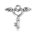 Vintage Silber Herzschlüssel Anhänger mit Flügeln für Armbänder und Halsketten Schmuck - Herz Flügel Schlüssel Stil