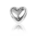 Polished silver heart-shaped large hole bead charm for DIY bracelet jewelry making - Heart Shape