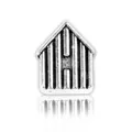 Vintage tibetan silver house charm bead for DIY bracelets with retro metallic texture - House Shape