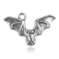 Vintage silver-tone bat pendant charm for DIY jewelry necklaces with wings detail - Silver Bat