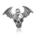 Vintage silver skull bat wing charm pendant for DIY Halloween jewelry and bracelets - Bat Skull