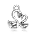 Antik-silberner Doppel-Schwan-Herzanhänger für DIY-Schmuck und Halsketten - Doppel Schwan Stil