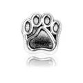 Silver alloy bead with black oxidized dog paw print design for DIY charm bracelets - Cat Paw Shape