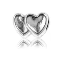 Vintage silver alloy interlocking double heart large hole bead for DIY bracelets - Double Heart Shape