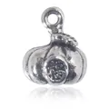 Pendentif citrouille en argent antique avec caractère Fu gravé et anneau - Citrouille 3D (Fortune)