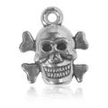 Pendentif tête de mort argenté avec os croisés pour bijoux d'Halloween à faire soi-même - Crâne