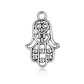 Hamsa-Hand-Anhänger in Antik-Silber mit feinem Hohlmuster für DIY-Schmuckkreationen - Hand der Fatima Stil