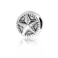 Retro Tibetan silver alloy spacer bead featuring a 3D star pattern and rope edge detail - Five-pointed Star