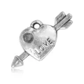 Vintage Silber Herzanhänger mit LOVE Gravur und Pfeil Design für DIY Schmuck - Pfeil Herz Stil