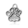 Poliertes Legierungs-Hundepfoten-Charm mit Streifentextur und Ring für DIY-Schmuck - Pfotenabdruck Stil