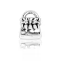 Vintage silver alloy handbag charm bead with bow detail and large hole for DIY bracelets - Handbag Style