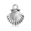 Silberner Muschelanhänger mit radialer Textur und Ring für DIY-Schmuck und Handwerk - Muschel Stil