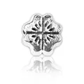 Silver alloy clover bead with antique finish and hollow center for DIY bracelets - Four-leaf Flower