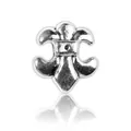 Vintage silver fleur-de-lis large hole bead for DIY bracelets with black dot detail - Iris Shape