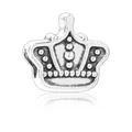 Silver crown charm bead with vintage oxidized finish for DIY jewelry bracelets - Pointed Crown Shape