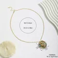 Golden necklace with round abalone shell flower pendant and 58.7cm chain length detail - Hollow Foliage Style (HWBN56)
