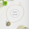 Gold round pendant necklace with natural shell inlay and hollow butterfly pattern detail - Butterfly Hollow Style (HWBN72)