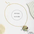 Gold round necklace with natural shell inlay and hollow pattern, 58.7cm length - Abstract Hollow Style (HWBN82)