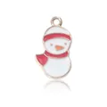 Ciondolo natalizio a forma di pupazzo di neve in lega dorata con smalto bianco e rosso - Pinguino a una Mano (20x12mm)