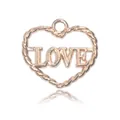 Ciondolo a cuore dorato con bordo a corda ritorta e ritaglio LOVE per gioielli fai da te - Cuore LOVE Oro (15x14mm)