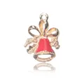 Pendentif cloche de Noël dorée avec nœud en émail rouge pour la création de bijoux DIY - Cloche B (22x15.5mm)