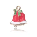 Pendentif double cloche de Noël en alliage avec émail pour bijoux DIY - Cloche C (22x18mm)