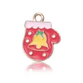 Pendentif gant de Noël en alliage avec cloche et nœud pour création de bijoux DIY - Moufle (19x15mm)