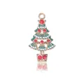 Pendentif sapin de Noël en alliage avec émail vert et rouge et finition dorée pour bijoux - Sapin de Noël C (29x16mm)