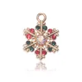 Pendentif flocon de neige doré avec cristaux rouges et verts pour bijoux de Noël DIY - Flocon de Neige avec Strass (20x15mm)