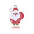 Pendentif Père Noël en alliage doré avec émail rouge pour bijoux faits main - Père Noël avec Sac Doré (23x17mm)