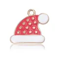 Pendentif bonnet de Noël en alliage avec émail rouge et étoiles dorées pour bijoux - Bonnet de Noël Rouge (19x18mm)