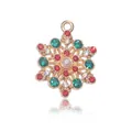 Pendentif flocon de neige doré avec strass colorés et perle pour bijoux de Noël DIY - Flocon de Neige Strass B (25x19mm)
