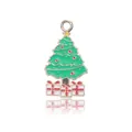 Pendentif sapin de Noël en alliage doré avec émail vert et breloque cadeau blanc - Sapin de Noël Vert (29x16mm)
