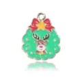 Pendentif de couronne de Noël et renne en alliage émaillé pour la création de bijoux - Couronne Verte Renne (23x18mm)