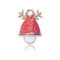 Pendentif de Noël en alliage avec cloche rouge et bois de renne dorés - Cloche Renne (21x14mm)