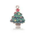 Pendentif sapin de Noël en émail vert foncé et or pour création de bijoux - Sapin de Noël F (24x18mm)