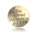 Pendentif doré en alliage avec gravure inspirante pour création de bijoux DIY - Grande Plaque Ronde Dorée (22.5x22.5mm)