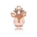 Pendentif renne de Noël en alliage doré avec émail coloré pour création de bijoux - Tête de Renne Brune B (21x15mm)