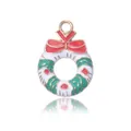 Pendentif couronne de Noël en alliage et émail avec nœud rouge pour bijoux DIY - Couronne B (23x16mm)
