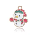 Pendentif bonhomme de neige émaillé doré pour bijoux de Noël DIY et bracelets festifs - Pingouin de Noël B (21x18mm)
