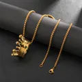 Detail of 18k gold crown pendant with green crystals and gold box chain necklace - Green Gemstone Crown Style (PLN1674)