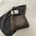 Grand sac cabas à imprimé léopard avec anses en corde tressée vert foncé élégant - Sans Pendentif / Vert
